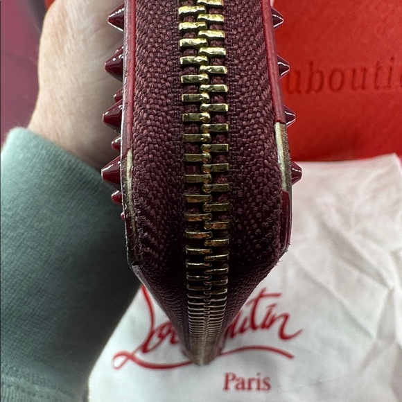 Christian Louboutin Panettone Studded Burgundy Wallet - Picture 8 of 15